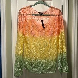 ANTHRO CHAUDRY Semi-sheer Embroidered Top NWT S